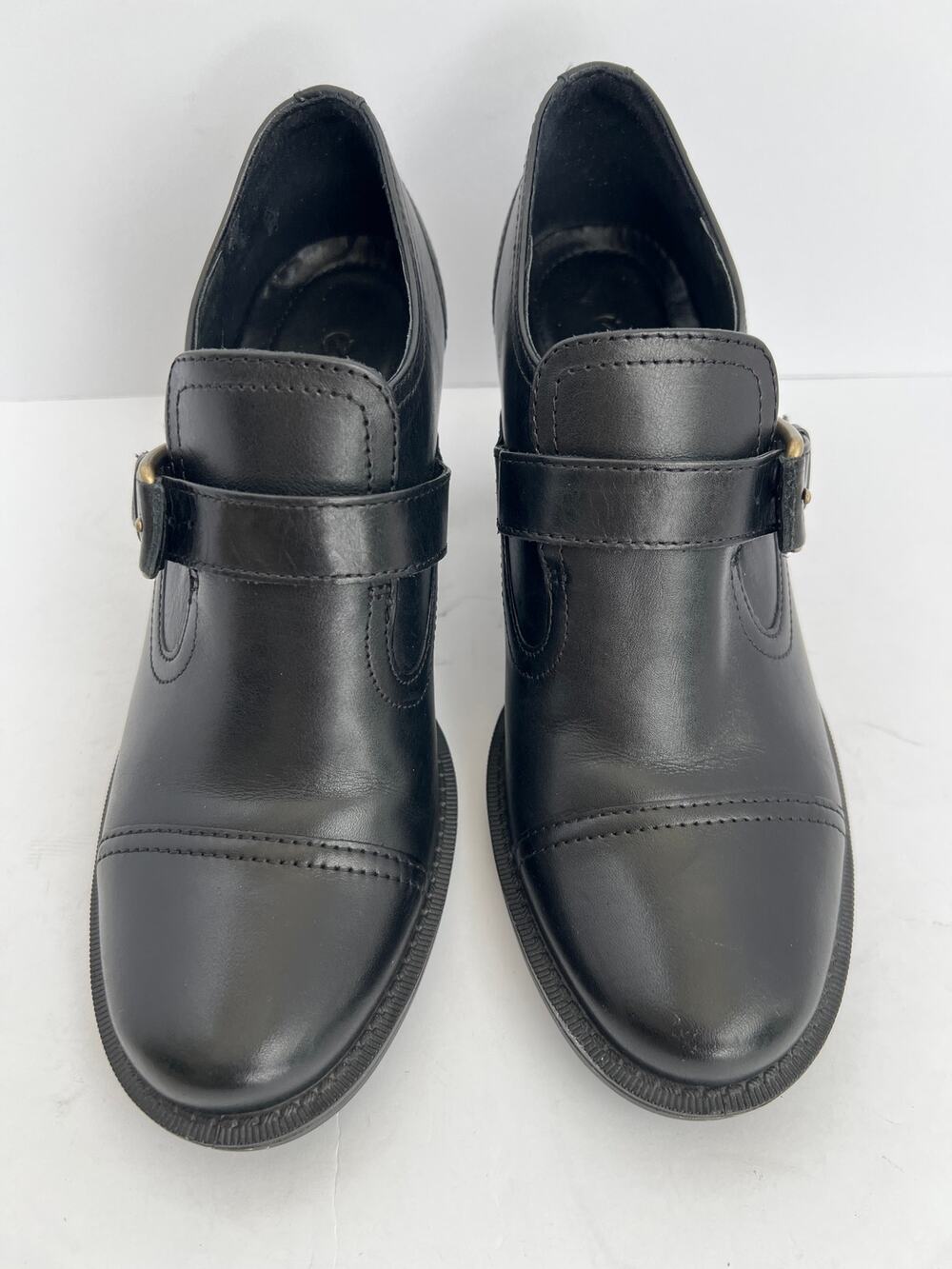 ECCO Black Leather Monk Strap Dress Loafer Shoes Women Size 39 US 8.5